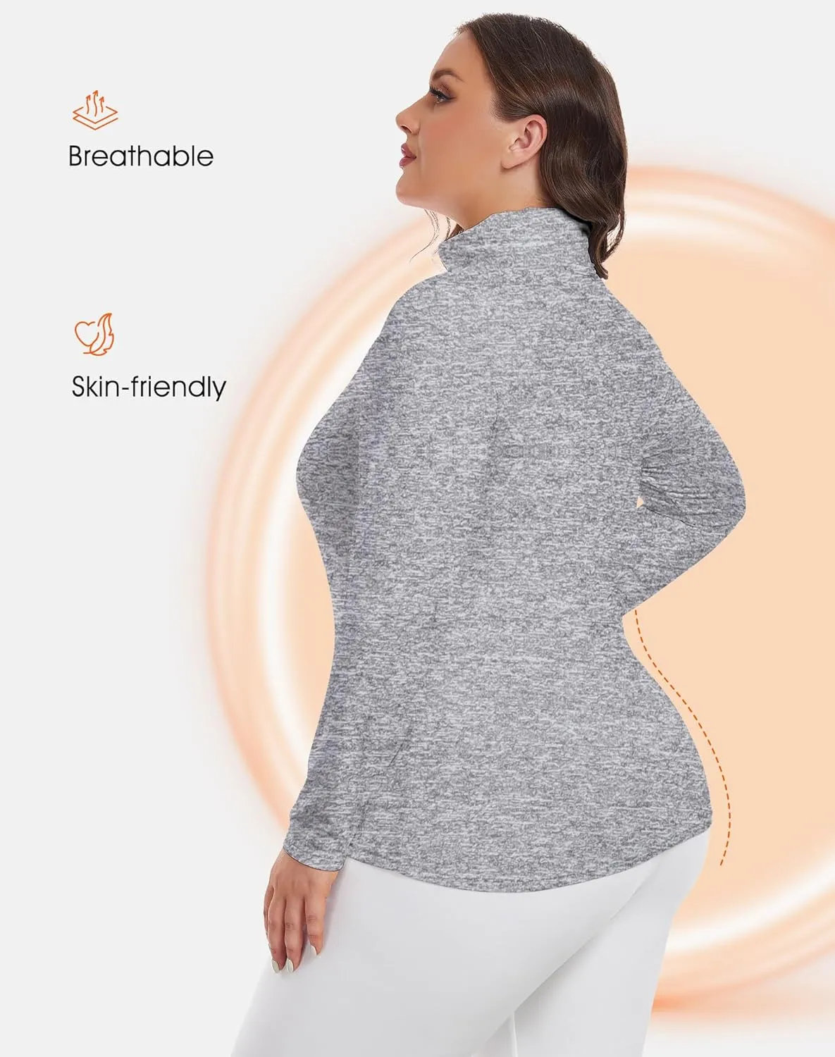 Plus Size Thermal Top for Women Long Sleeve Thermal Shirt Fleece Lined Long Johns Base Layer