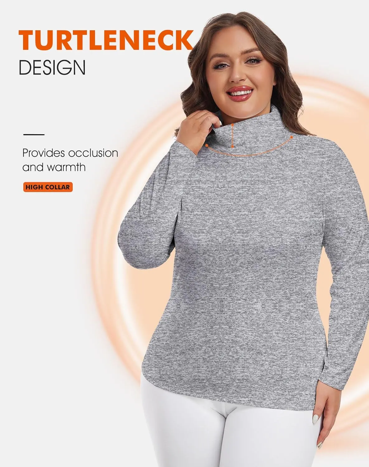 Plus Size Thermal Top for Women Long Sleeve Thermal Shirt Fleece Lined Long Johns Base Layer