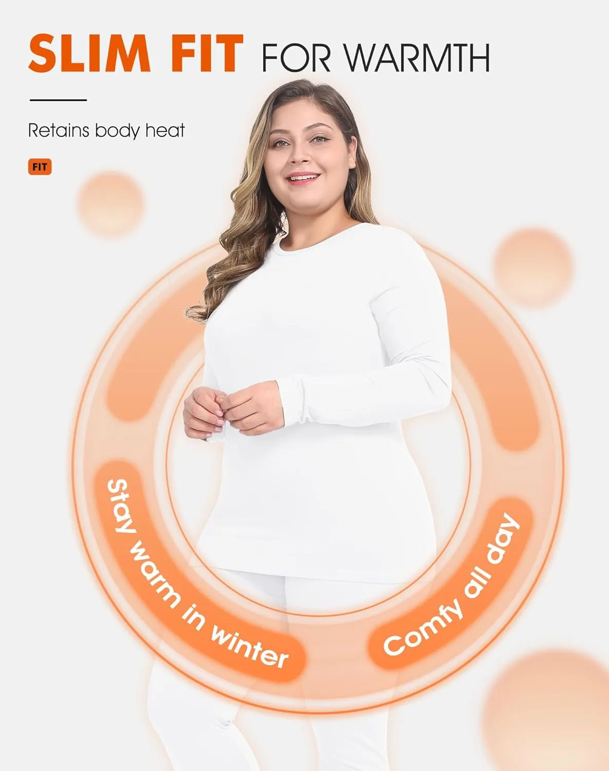 Plus Size Thermal Top for Women Long Sleeve Thermal Shirt Fleece Lined Long Johns Base Layer