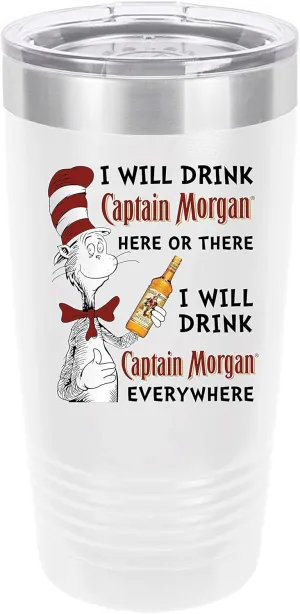 Polar Camel Captain Morgan Funny 20oz Insulated Stainless Steel Cup - Vacuum Insulated with Clear Lid - Great Travel Tumbler