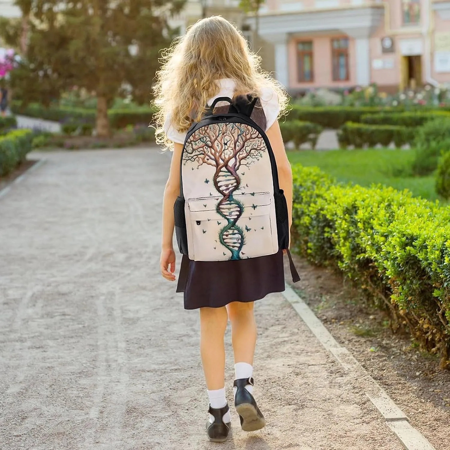 Polyester Daypack Backpack for Trekking Picnic Walking Cycling - Large Capacity Anti-Theft Multipurpose Shoulder Bag, Dna Tree Of Life Art Casual Daypack