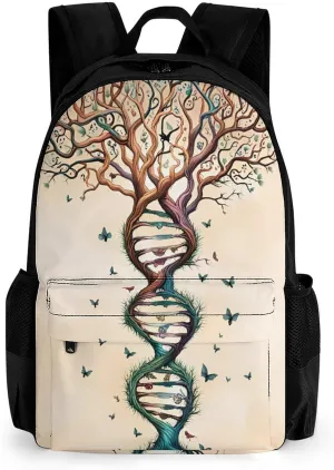 Polyester Daypack Backpack for Trekking Picnic Walking Cycling - Large Capacity Anti-Theft Multipurpose Shoulder Bag, Dna Tree Of Life Art Casual Daypack