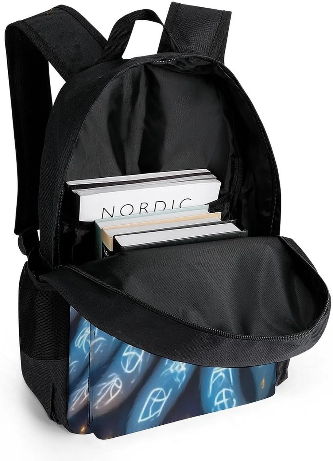 Polyester Daypack Backpack for Trekking Picnic Walking Cycling - Large Capacity Anti-Theft Multipurpose Shoulder Bag, Magical Nine Tailed Fox Art Casual Daypack