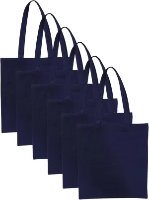 Popular Handicrafts 12 Pack Economical 14"x15" Cotton Tote Bag Lightweight Reusable Grocery Shopping Cloth Bags