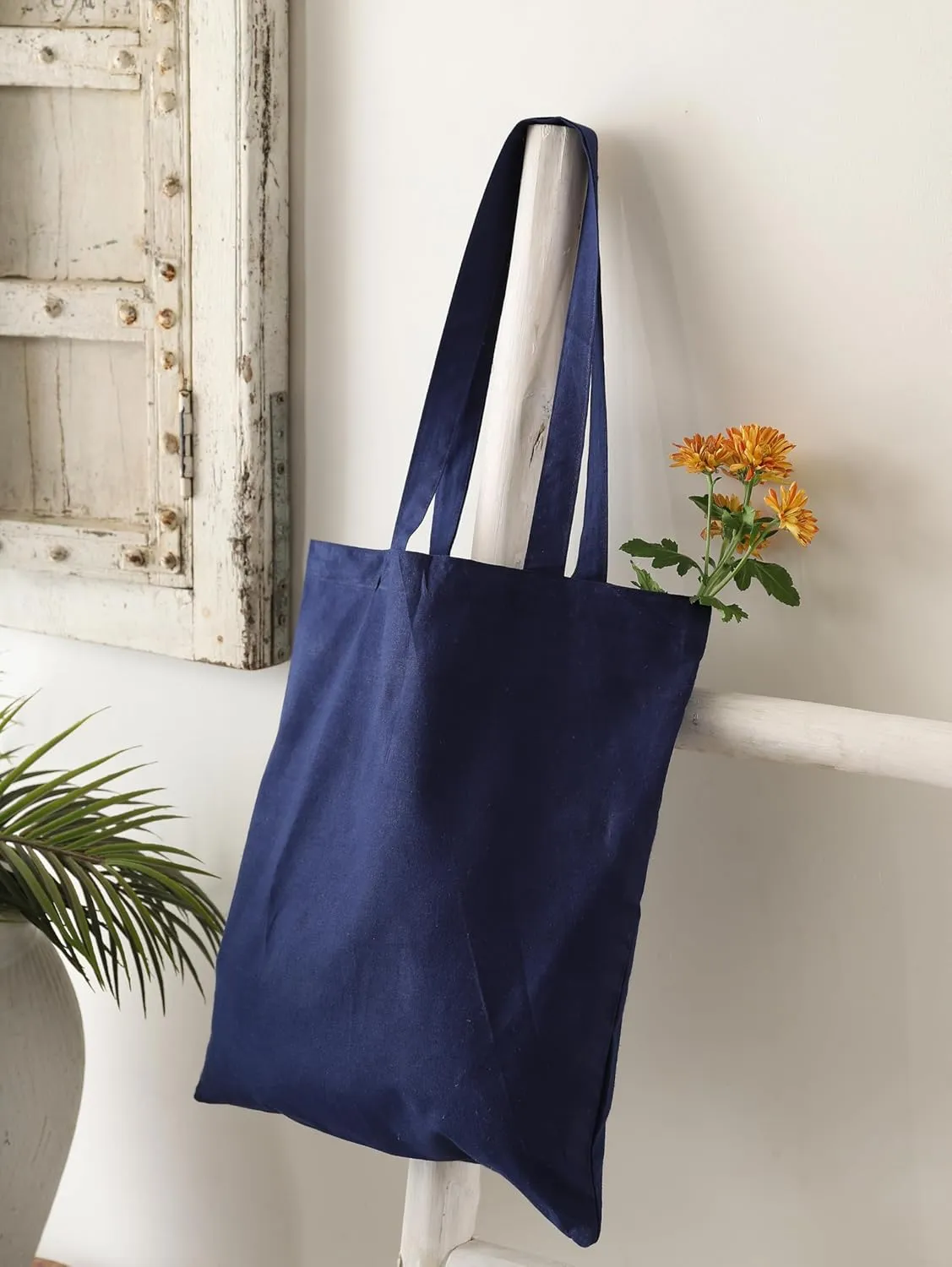 Popular Handicrafts 12 Pack Economical 14"x15" Cotton Tote Bag Lightweight Reusable Grocery Shopping Cloth Bags