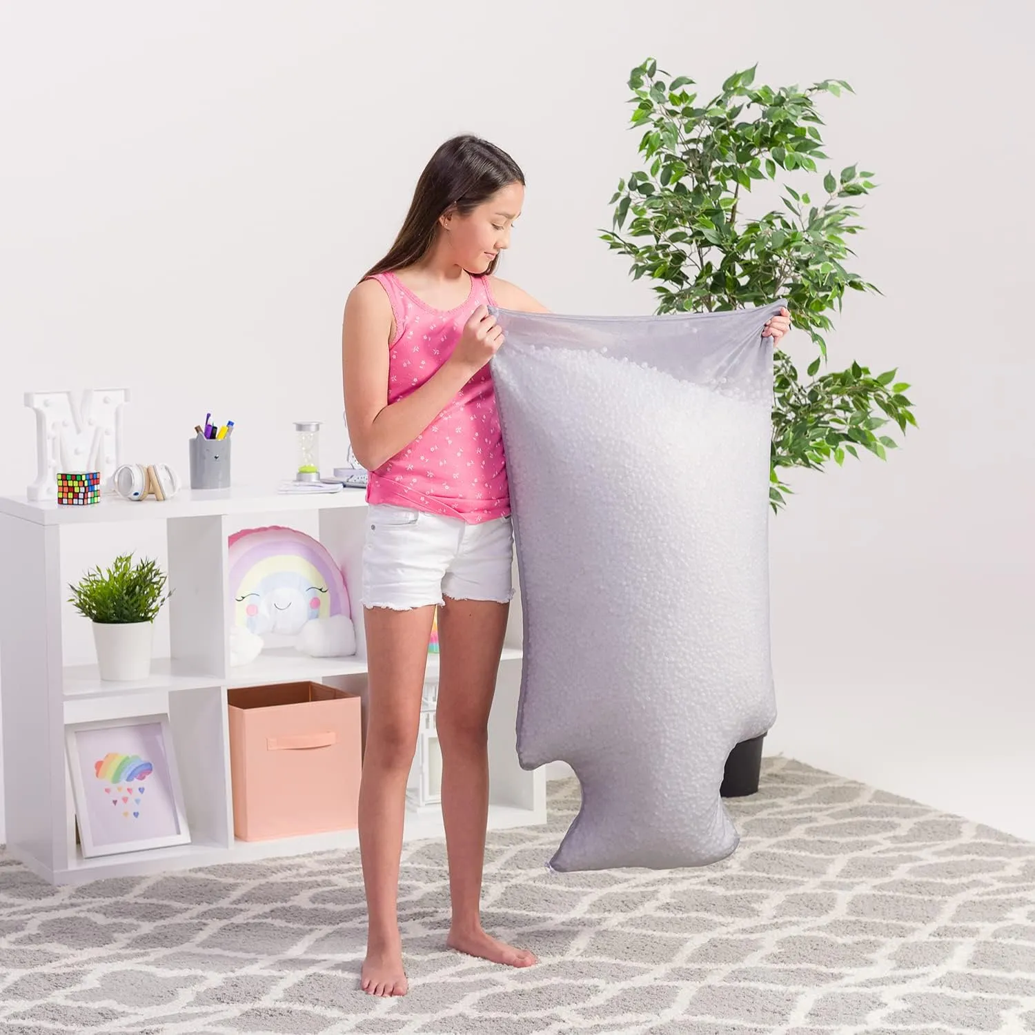 Posh Creations Filling Bean Bag Refill, 100L, White with EZ-Pour Zipper Spout
