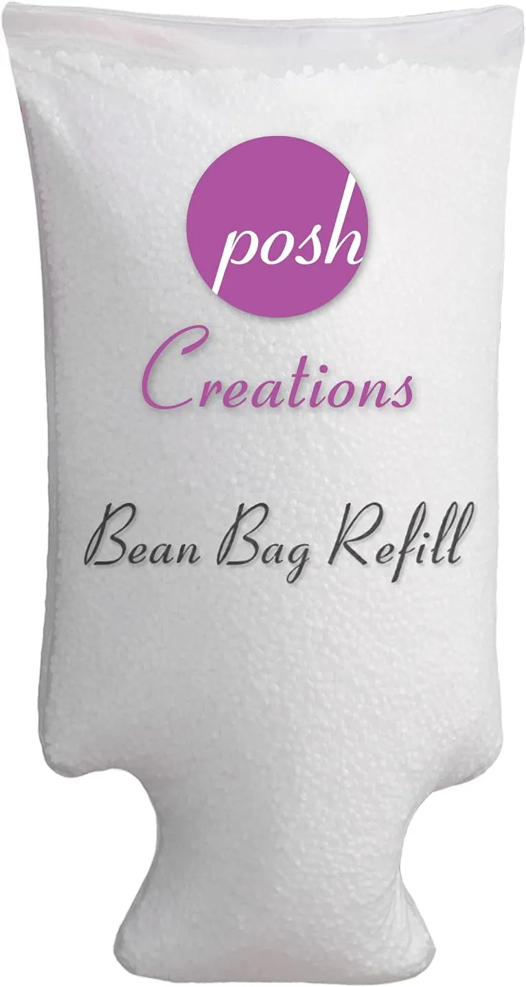 Posh Creations Filling Bean Bag Refill, 100L, White with EZ-Pour Zipper Spout