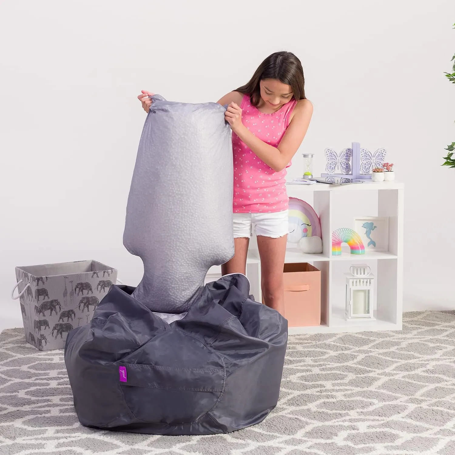 Posh Creations Filling Bean Bag Refill, 100L, White with EZ-Pour Zipper Spout