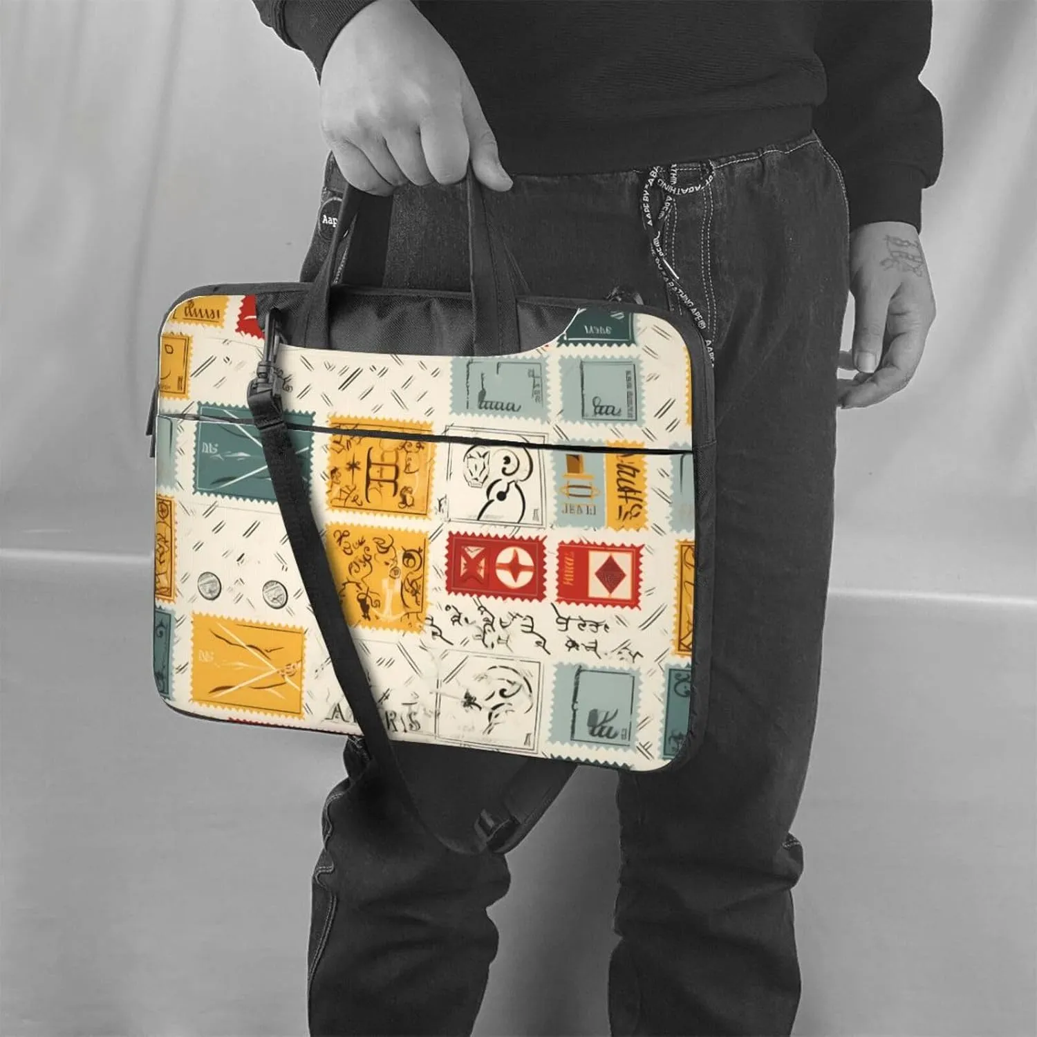 postal stationery Prints Laptop Bag - with Soft Interior, Multiple Pockets - Ideal for Men, Travel and Business