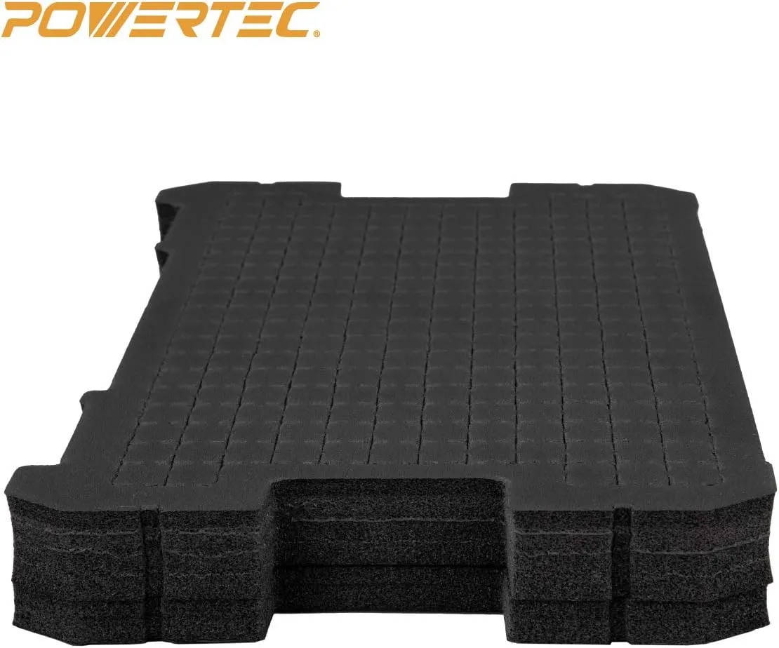 POWERTEC 2PCs Tool Box Foam Insert, Pluck Foam Tool Organizer for DEWALT DWST88801 TSTAK System, Customizable Foam Insert for Tool Case Fits DWST17808, DWST17807, DWST17805 (71585-P2)