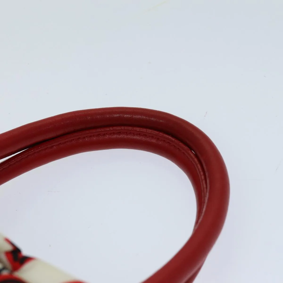 PRADA Ribbon Tote Bag Nylon Red White 74201