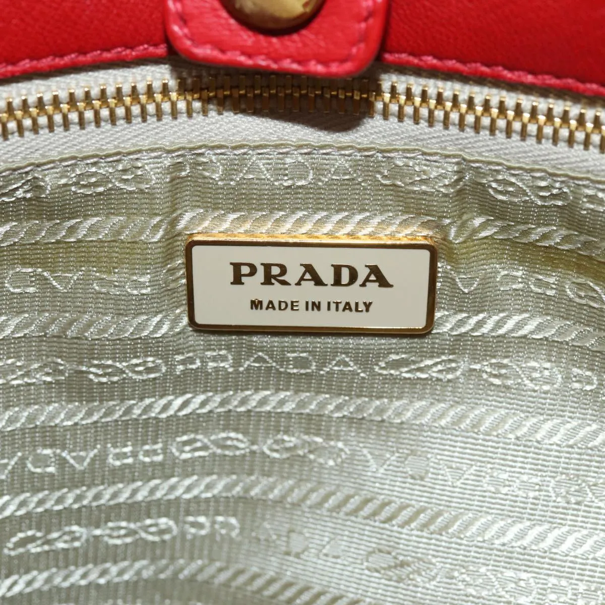 PRADA Ribbon Tote Bag Nylon Red White 74201