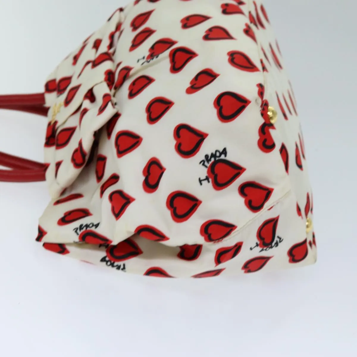 PRADA Ribbon Tote Bag Nylon Red White 74201
