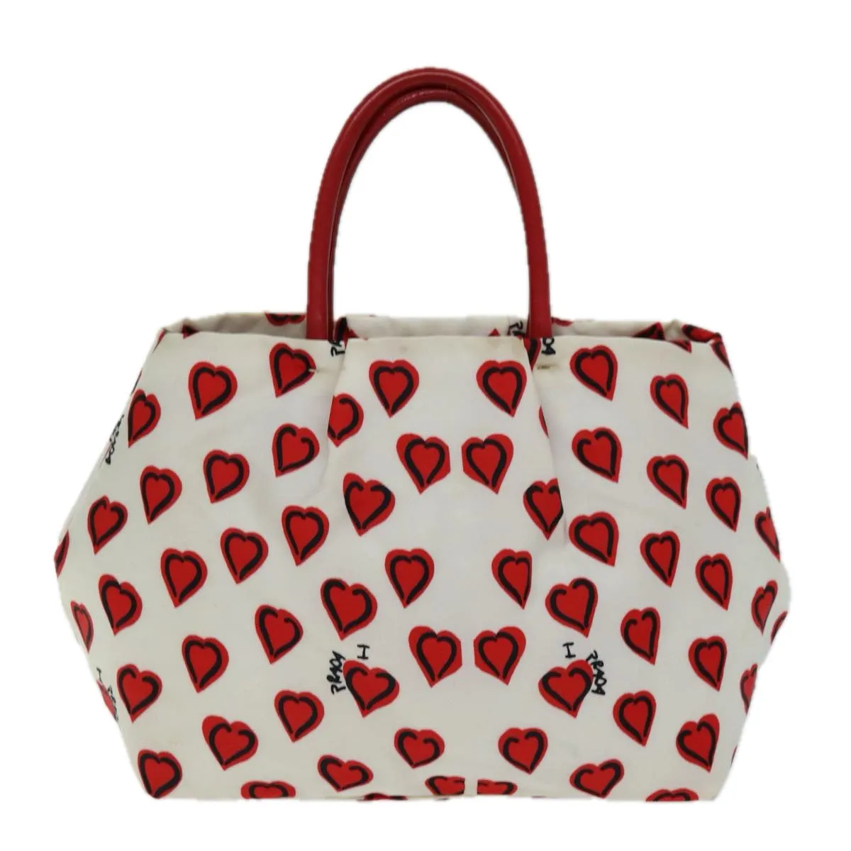 PRADA Ribbon Tote Bag Nylon Red White 74201