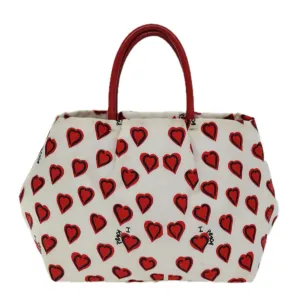 PRADA Ribbon Tote Bag Nylon Red White 74201