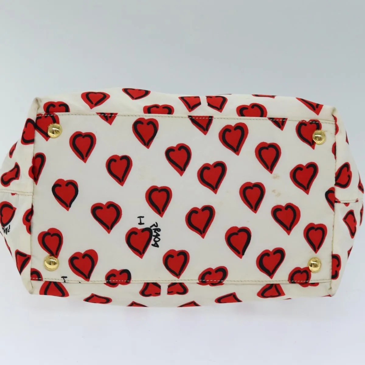 PRADA Ribbon Tote Bag Nylon Red White 74201