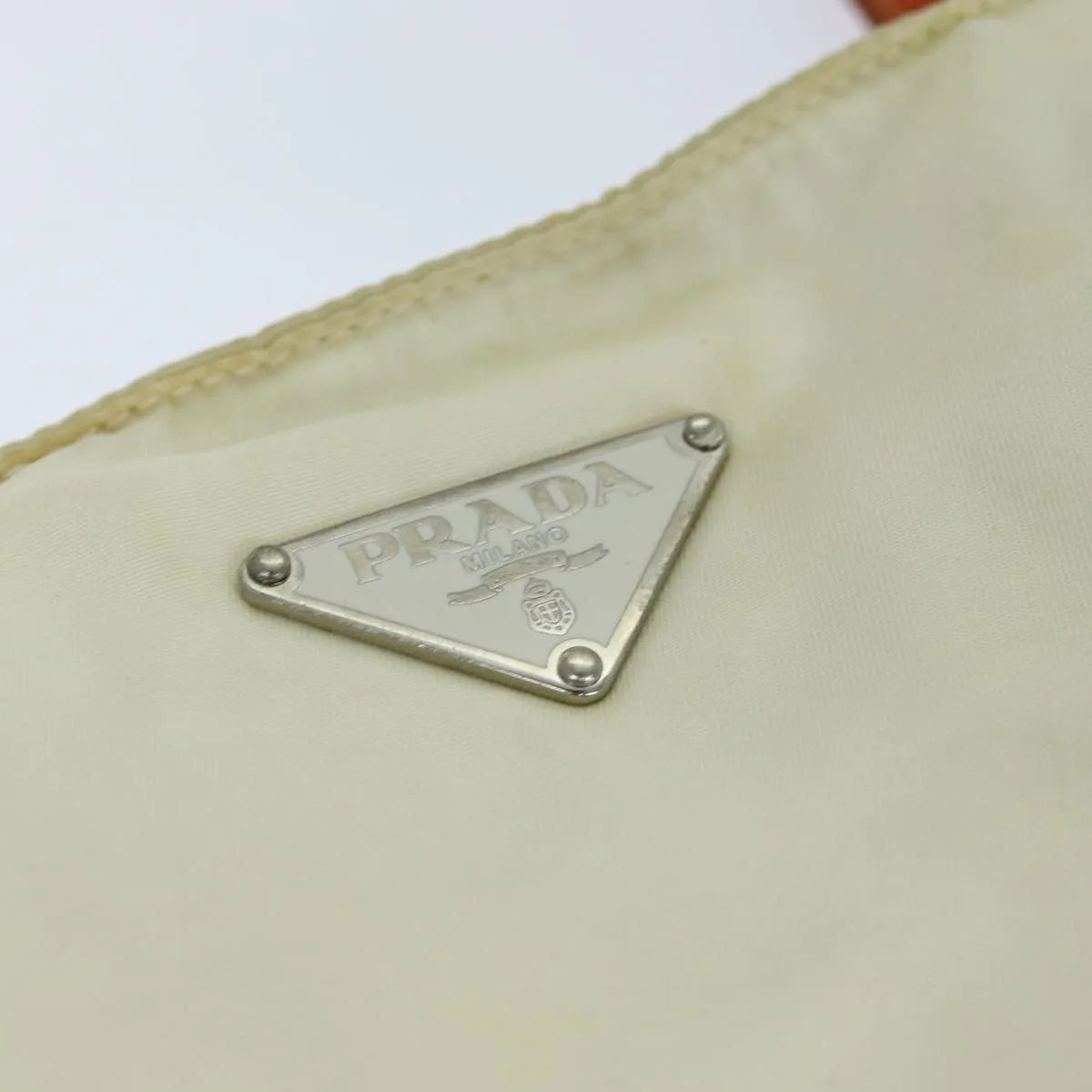 PRADA Tote Bag Nylon Beige Orange 75334
