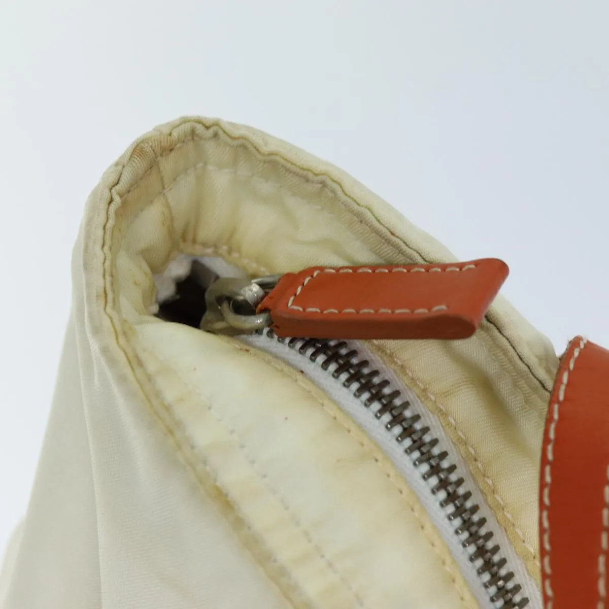 PRADA Tote Bag Nylon Beige Orange 75334