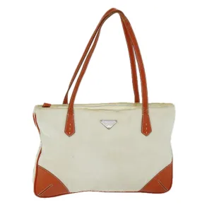 PRADA Tote Bag Nylon Beige Orange 75334