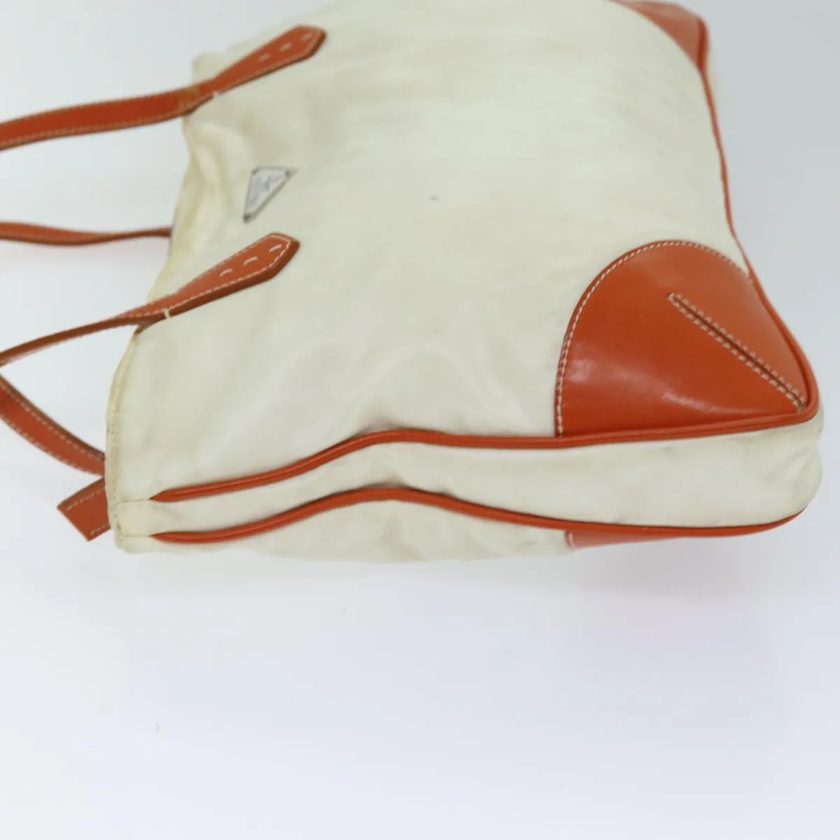 PRADA Tote Bag Nylon Beige Orange 75334