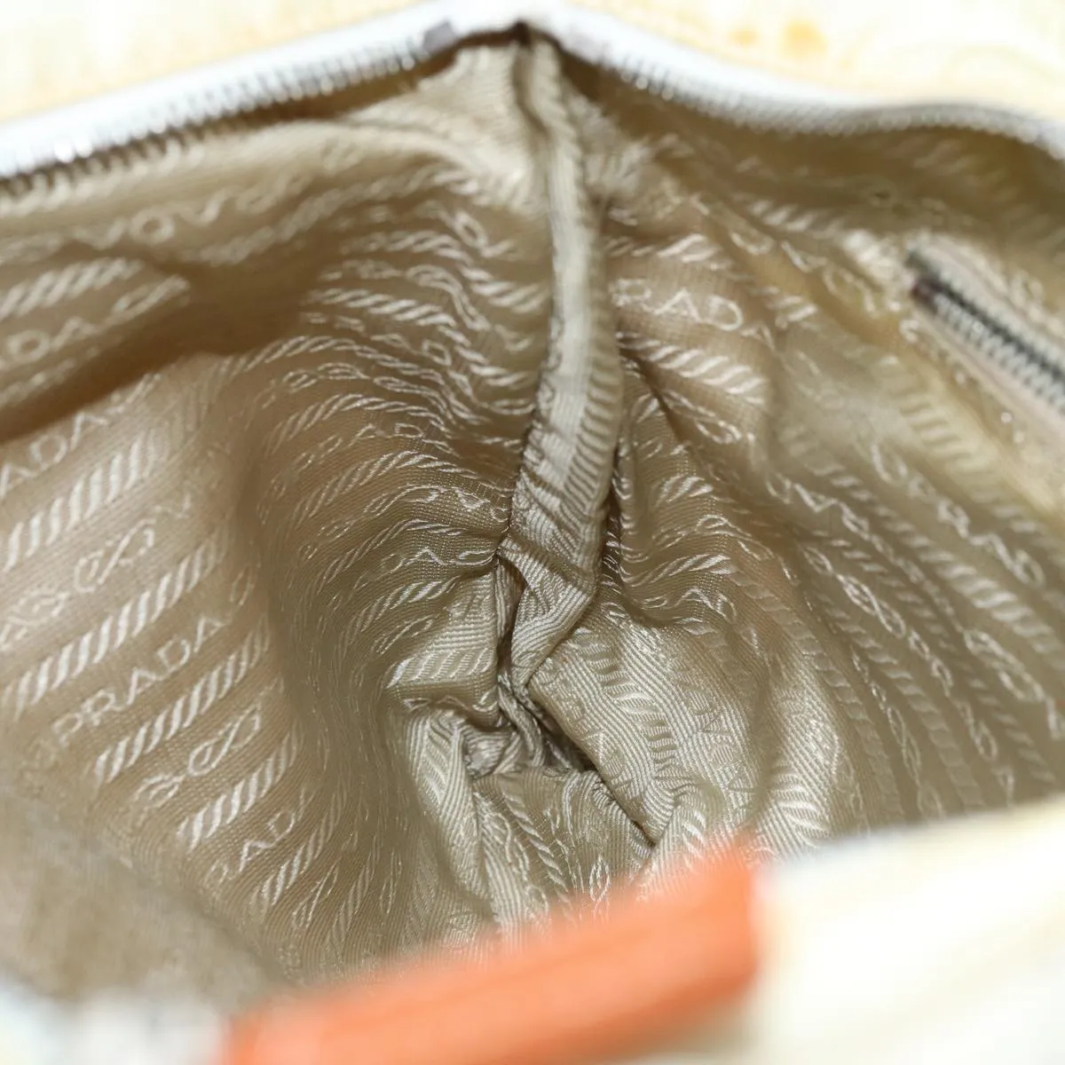 PRADA Tote Bag Nylon Beige Orange 75334