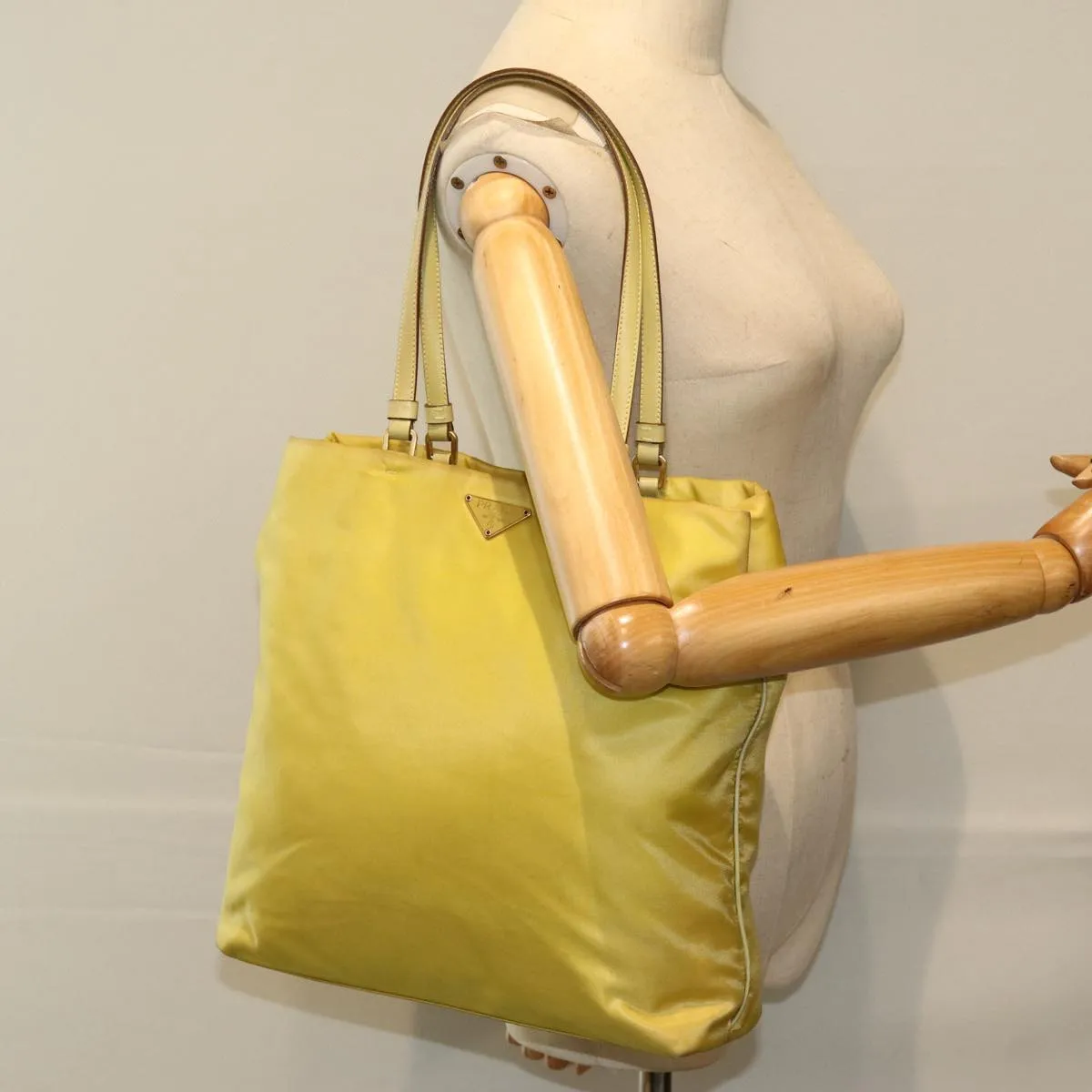 PRADA Tote Bag Nylon Yellow 77355