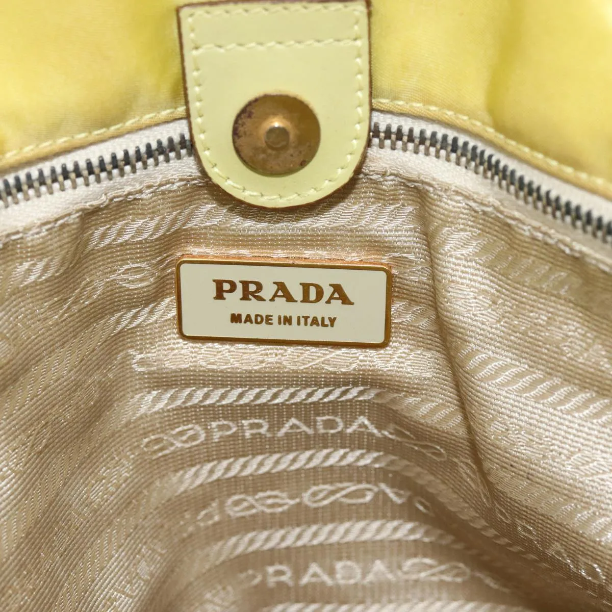 PRADA Tote Bag Nylon Yellow 77355