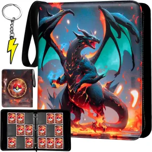 Premium Card Binder 9 Pocket, Metal keychain included Trading Card Display 828 Pockets With 46 Removable Sleeves, Card Collection Binder PU leather, Game Card Case Book Storage, 10.5x13.2 inch