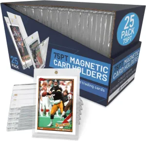 Premium Magnetic Card Holder (25 Pack) | 75PT Magnetic Card Holders for Trading Cards. Pro UV Card Protectors with Ultra Clear Design, One Touch Magnet Case for Trading and MTG Cards.