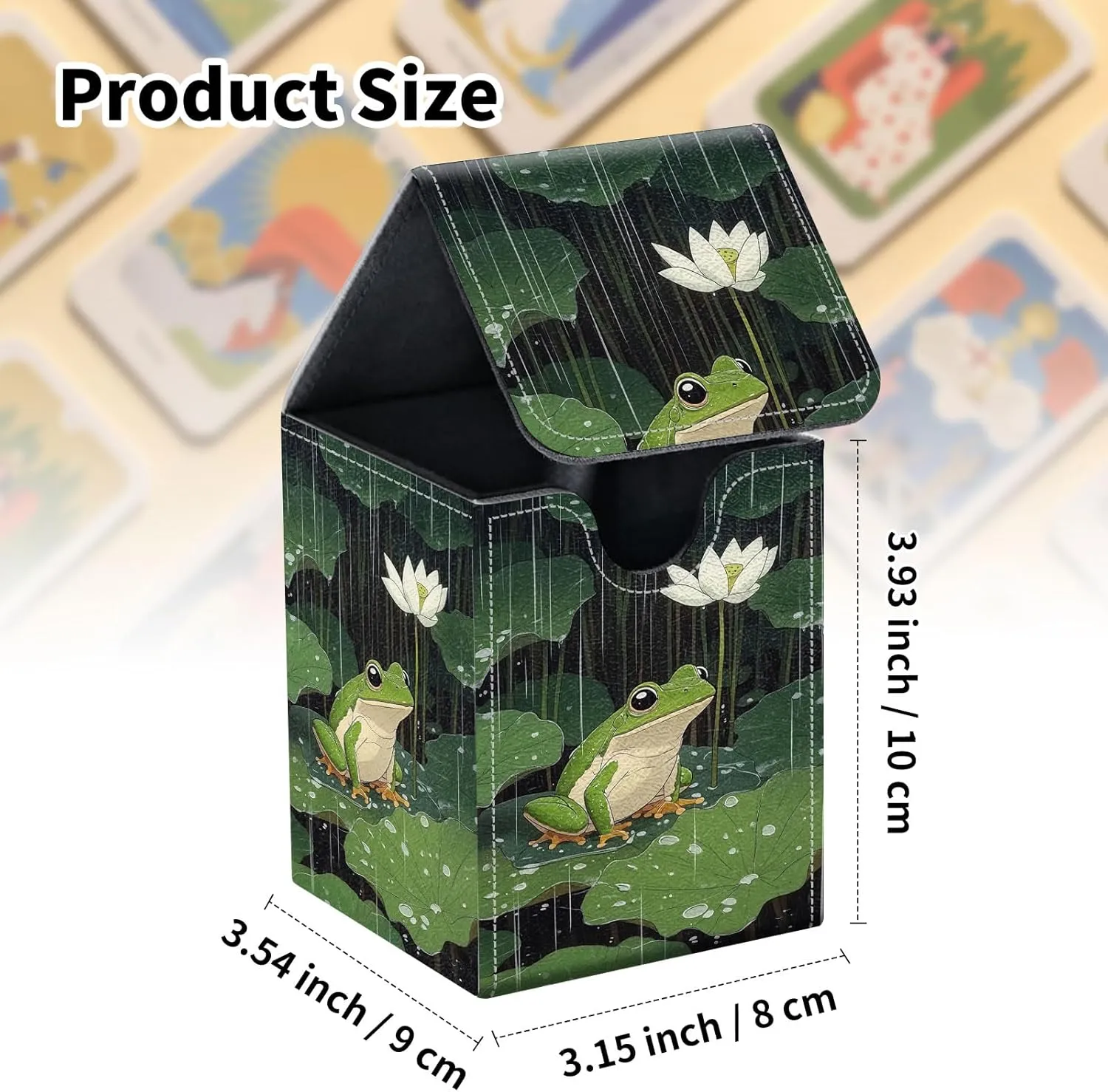 Premium MTG Deck Box – Holds 120  Sleeved Cards, PU Leather Magnetic TCG Card Deck Box for MTG, Commander, and More, Cute Frog