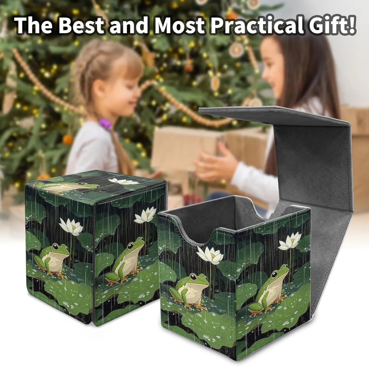 Premium MTG Deck Box – Holds 120  Sleeved Cards, PU Leather Magnetic TCG Card Deck Box for MTG, Commander, and More, Cute Frog
