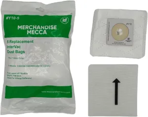 Premium Replacement Bags for Intervac #Y10 Fits Models CS-6, CS-8 & CS-10 - Contains 5 Cloth Bags & 1 Motor Filter - Aftermarket Replacement for Part #Y10-5