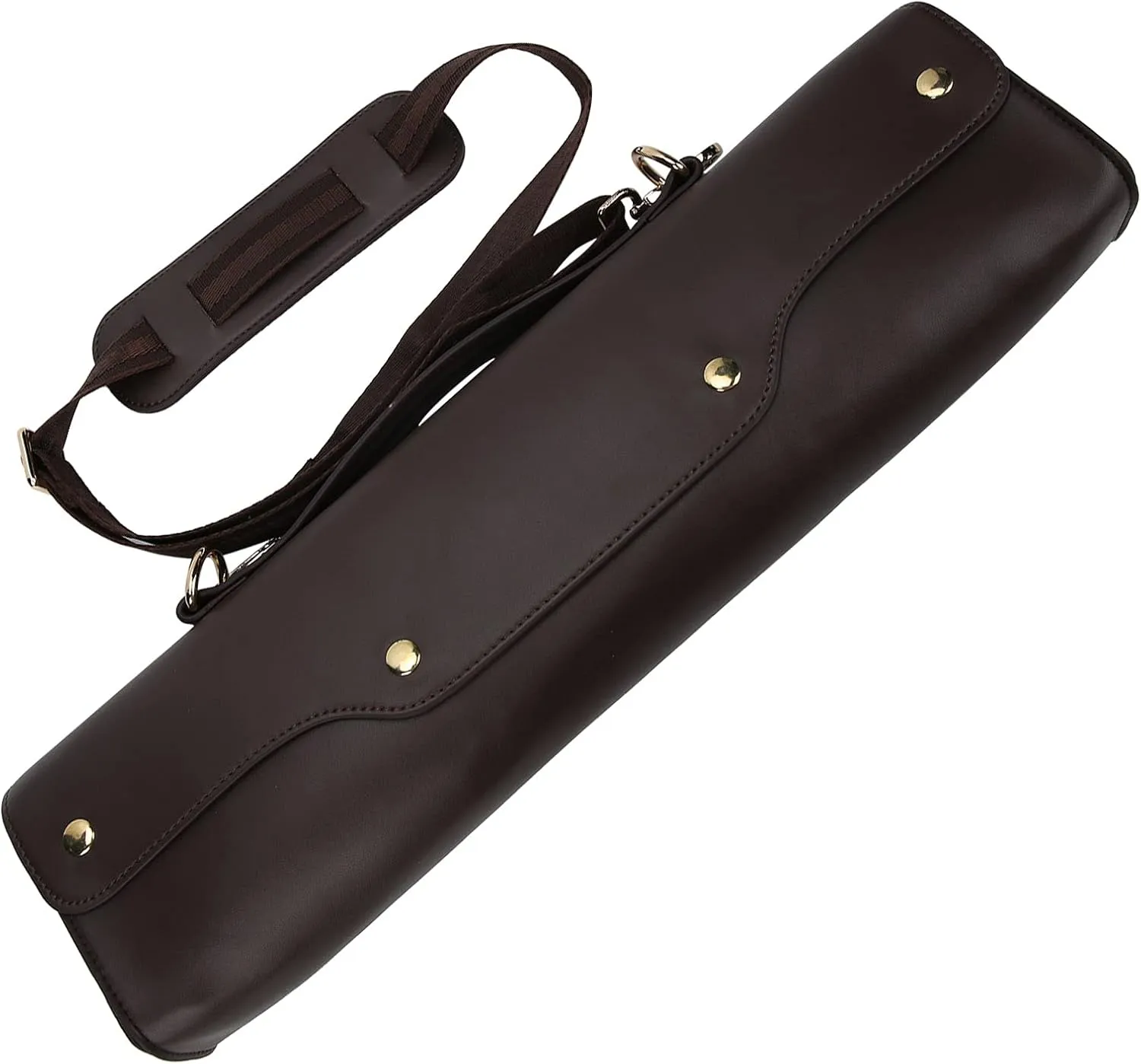 Premium Synthetic Leather Flute Carrying Bag with Shoulder Strap | Portable Flute Storage Case (Coffee)