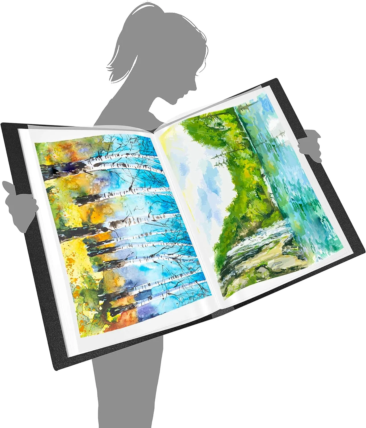 Presentation Book 40 Clear Pockets Sleeves Protectors Art Portfolio Clear Book for Artwork, Report Sheet, Letter (Can Accommodate 19.1 X 13.3inch)