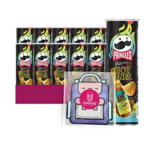 Pringles 12- Count of Hot Ones Verde Los Calientes Potato Crisps Chips, On-The-Go Lunch Snack 5.5 oz Can   1 Freebie by Lavinia Essentials Brand