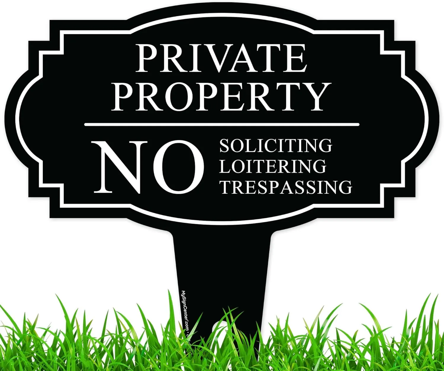 Private Property No Soliciting Loitering Trespassing Inground Sign, 13x13 Inches, Rust Free ACM, Fade Resistant, Made in USA by My Sign Center