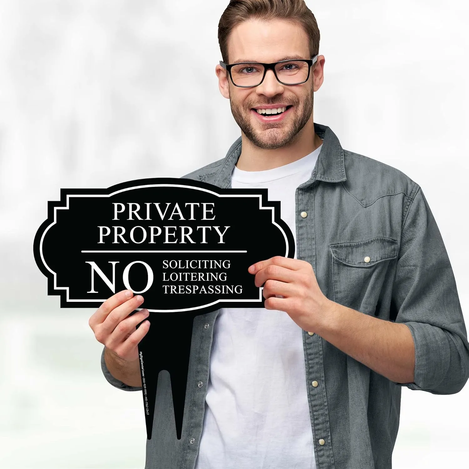 Private Property No Soliciting Loitering Trespassing Inground Sign, 13x13 Inches, Rust Free ACM, Fade Resistant, Made in USA by My Sign Center