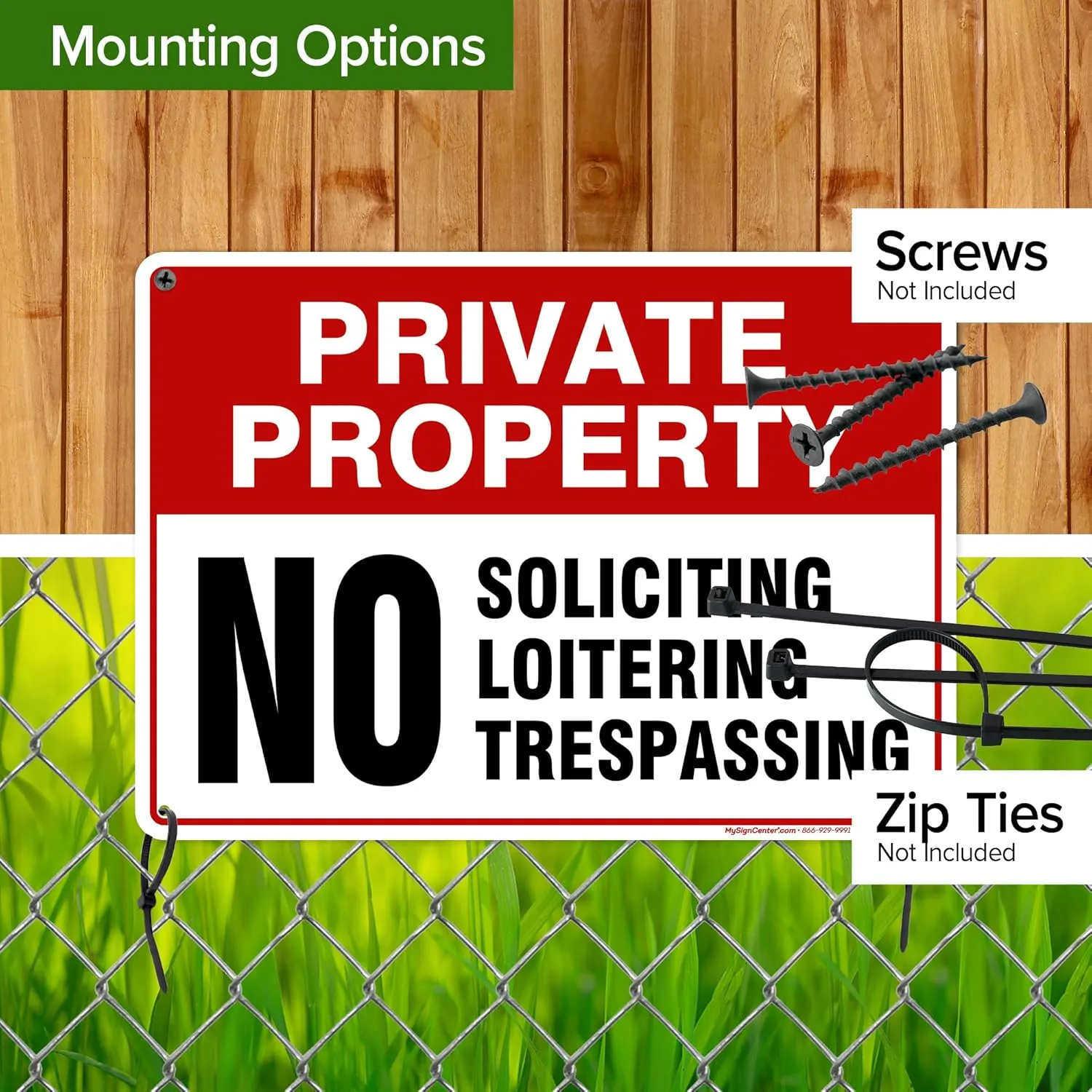 Private Property No Trespassing No Loitering No Soliciting Sign, 10x14 Inches, Rust Free .040 Aluminum, Fade Resistant, Made in USA by My Sign Center