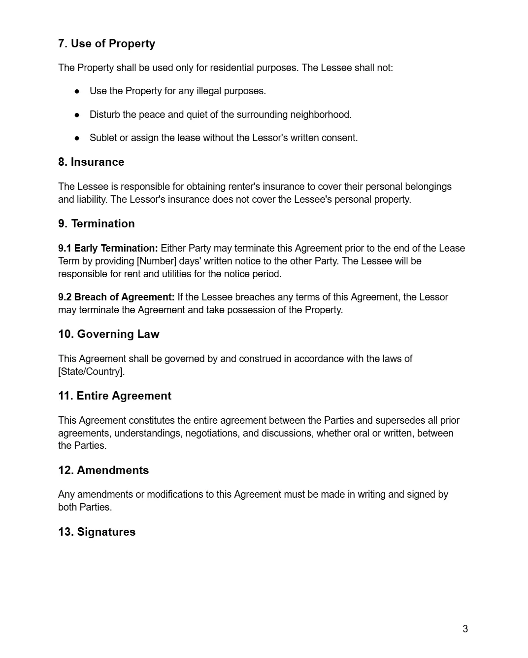 Property Lease Agreement