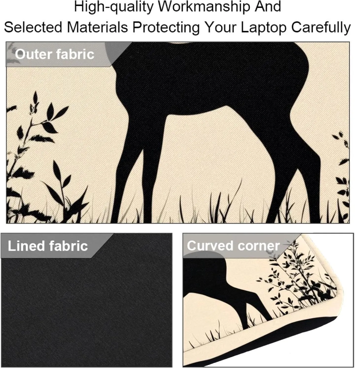 Protective Laptop Shoulder Messenger Bag Silhouette of Animal Trees Grass Briefcase Carrying Case Sleeve