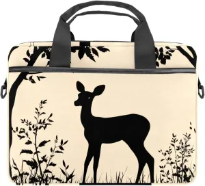 Protective Laptop Shoulder Messenger Bag Silhouette of Animal Trees Grass Briefcase Carrying Case Sleeve
