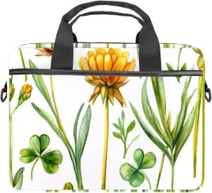 Protective Laptop Shoulder Messenger Bag Watercolor Green Woodland Forest Earth Tones Briefcase Carrying Case Sleeve
