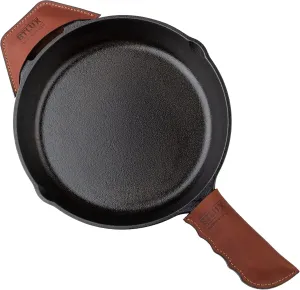Proudly Made in Georgia from Top Quality, Full Grain Leather - Leather Cast Iron Handle Cover, Set of 2 - Heat Resistant Cast Iron Handle Sleeve for Skillets - Pot Holder for Hot Frying Pans, Pots
