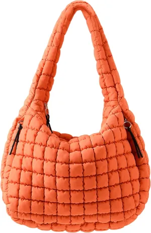Puffer Quilted Shoulder Bag for Women Padding Shoulder Bag Puffy Hobo Bag Trendy Tote Bag 2025