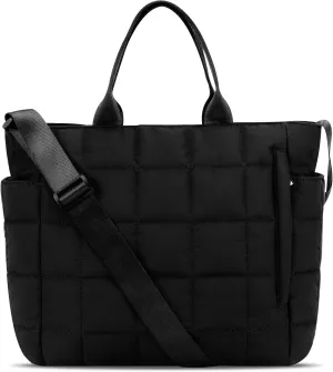 Puffer Tote Bag, Laptop Bag for Women, Lightweight Quilted Puffer Work Tote Bag for Travel Gym Sport
