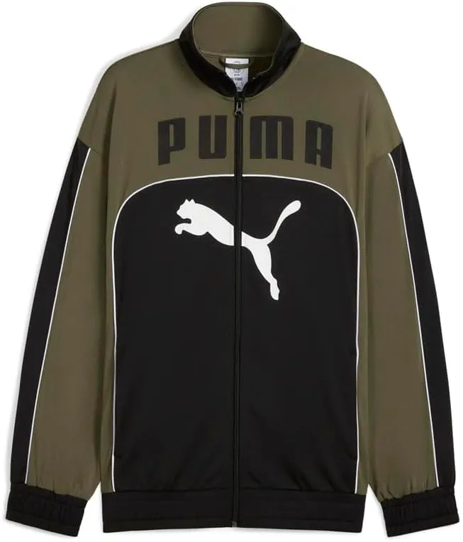 PUMA - Mens Future Archive Relaxed Track Jacket, Color Black/Loden Green, Size: Large