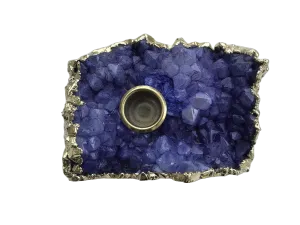 Purple Agate Gemstone Taper Candle Holder