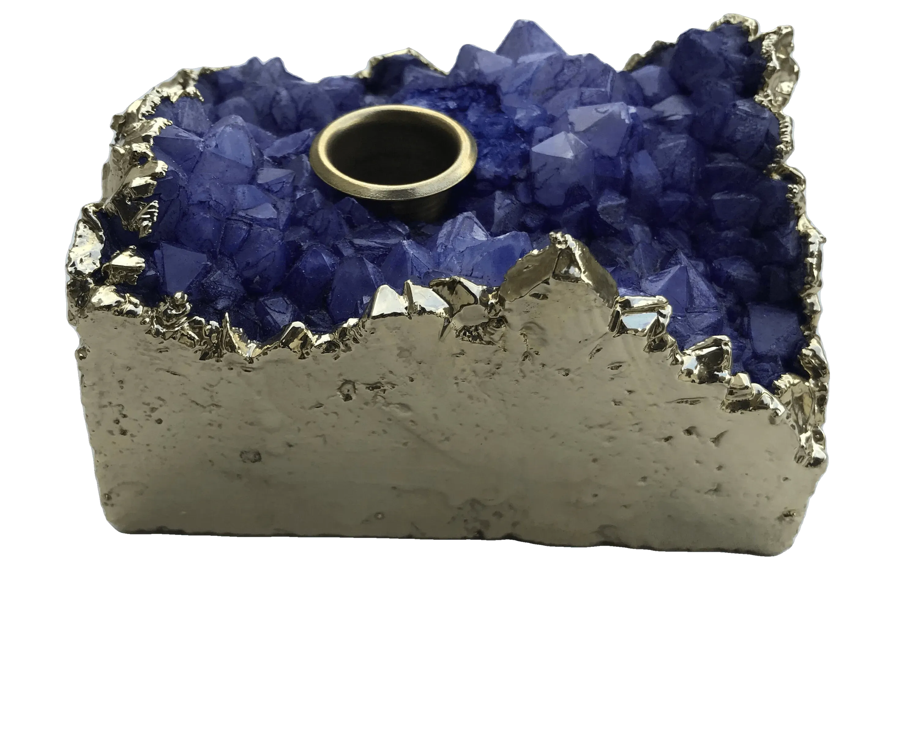 Purple Agate Gemstone Taper Candle Holder
