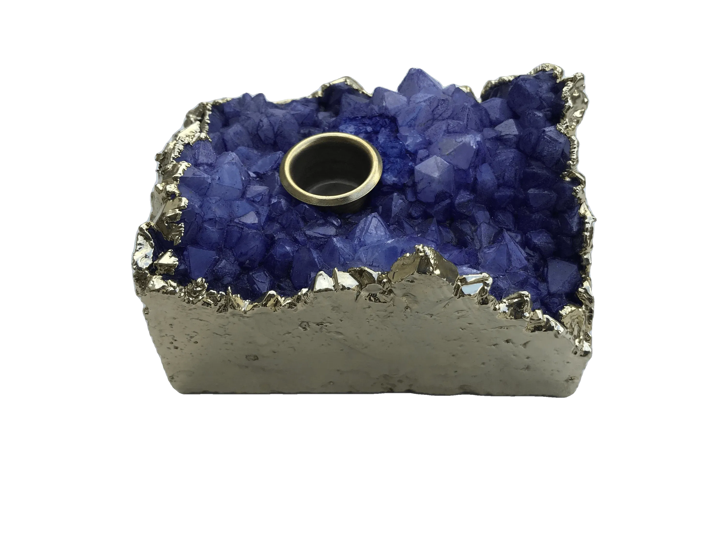 Purple Agate Gemstone Taper Candle Holder