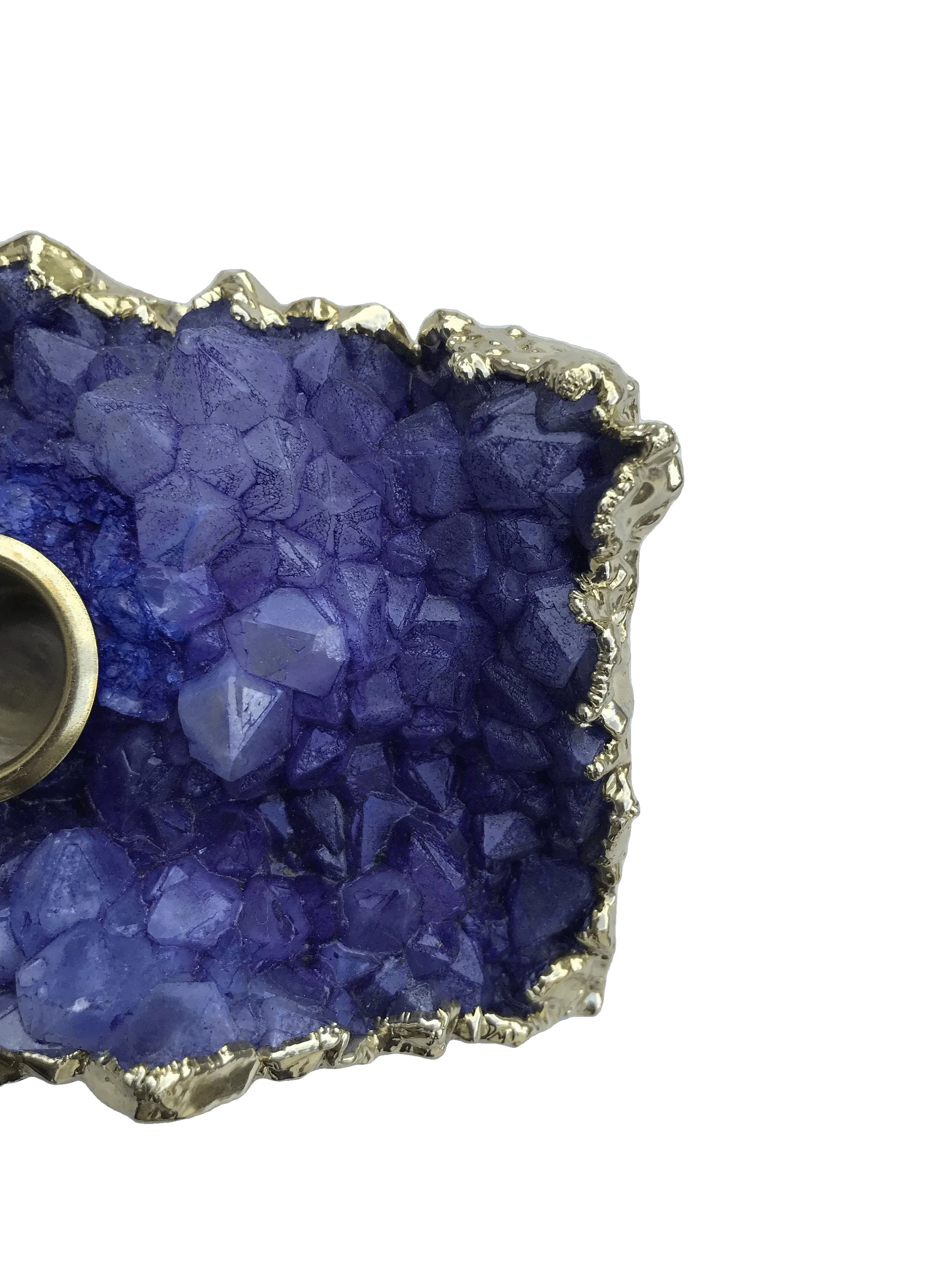 Purple Agate Gemstone Taper Candle Holder